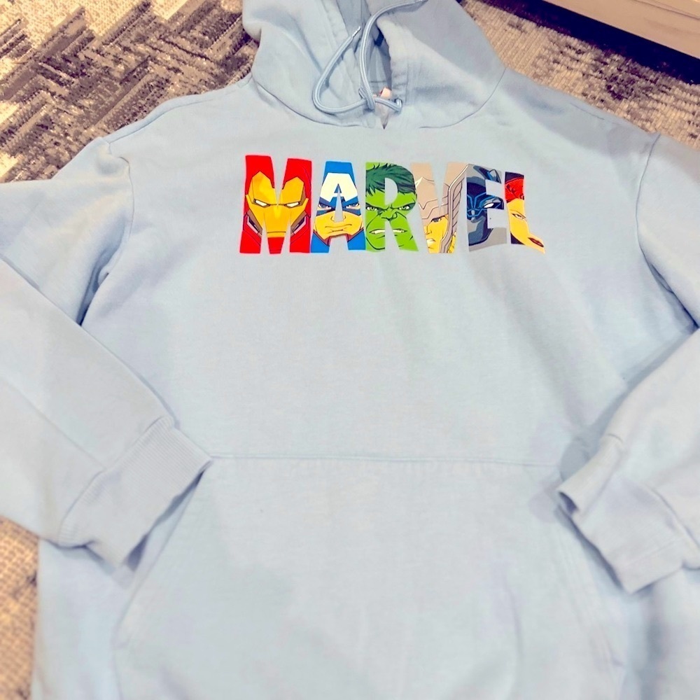 Marvel print blue hoodie
